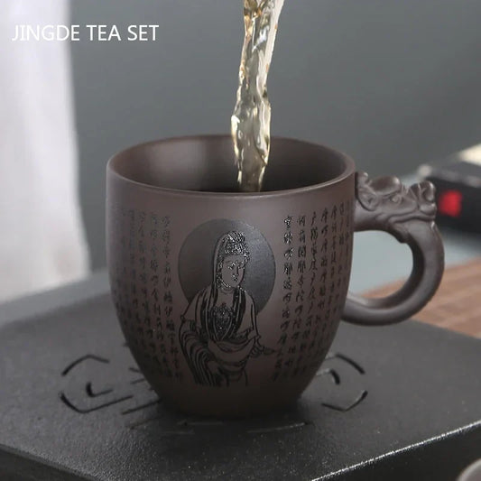 Traditional Purple Clay Teacup – Handled Coffee & Tea Cup for Office or Home Use