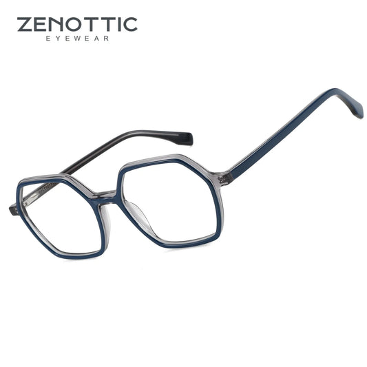 ZENOTTIC 2025 Hexagon Optical Glasses – Retro Acetate Eyewear with Clear Non-Prescription Lenses