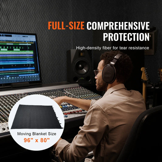 SucceBuy 96" x 80" Sound Dampening Blanket – Grommeted Acoustic Noise Blocking & Light-Blocking Curtain