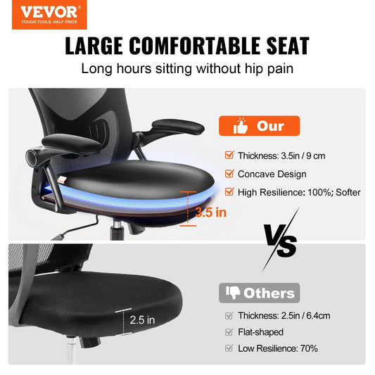 VEVOR Ergonomic Office Chair – Mesh Seat with Sliding Function & Adjustable Lumbar Support
