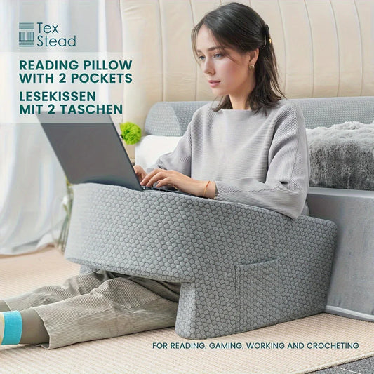 Extra Large Reading Pillow for Gaming & Bed Rest – Memory Foam Armrest Pillow with Removable Cover (1 PC)